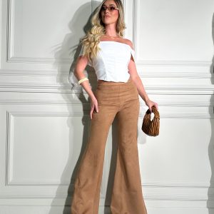 High-Waisted Wide Leg Pants – Camel