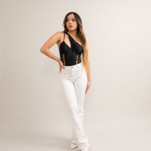 White High-Waisted Flare Jeans