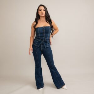 Denim Corset & Flare Jeans Set