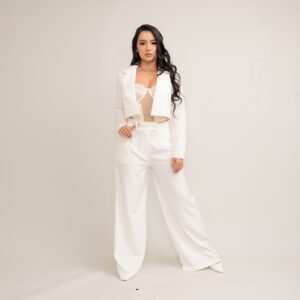 White Blazer & Wide-Leg Pants Set