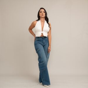 White Halter Cropped Top