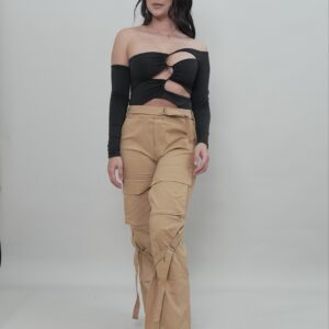Black Off-Shoulder Cut-Out Bodysuit